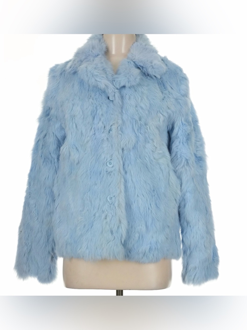 Vintage Y2K Paris Blues light blue fuzzy fur jacket